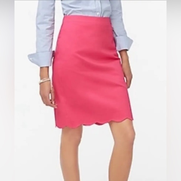 J. Crew Pink Scallop Hem Straight Pencil Skirt - Picture 5 of 7